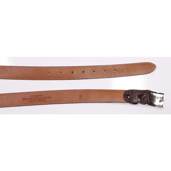 Trafalgar Covington Genuine Matte Alligator Brown Men's Belt Silver Buckle - Picture 3 of 6
